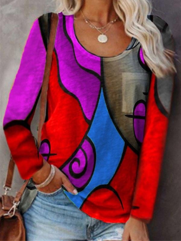Summer Abstract Print Blouse