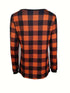 Women's Plaid Print Long Sleeve Button-Down Shirt