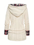 Textured Knit Top with Plaid Sleeves