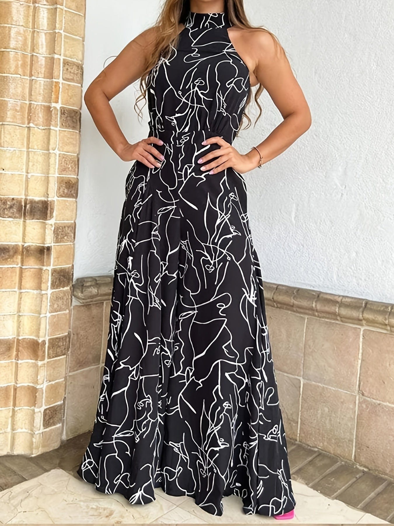 Printed Wide Leg Jumpsuit