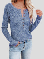 Round Neck Henley Top