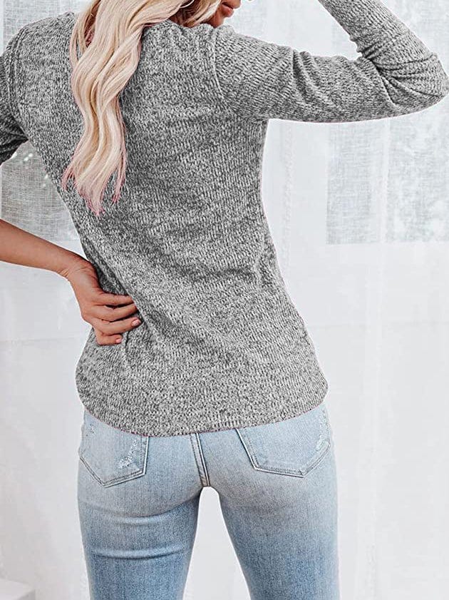 Round Neck Henley Top