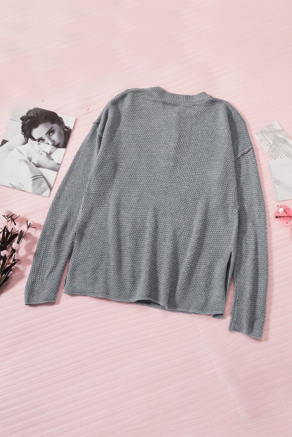 Round Neck Henley Top