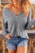 Round Neck Henley Top