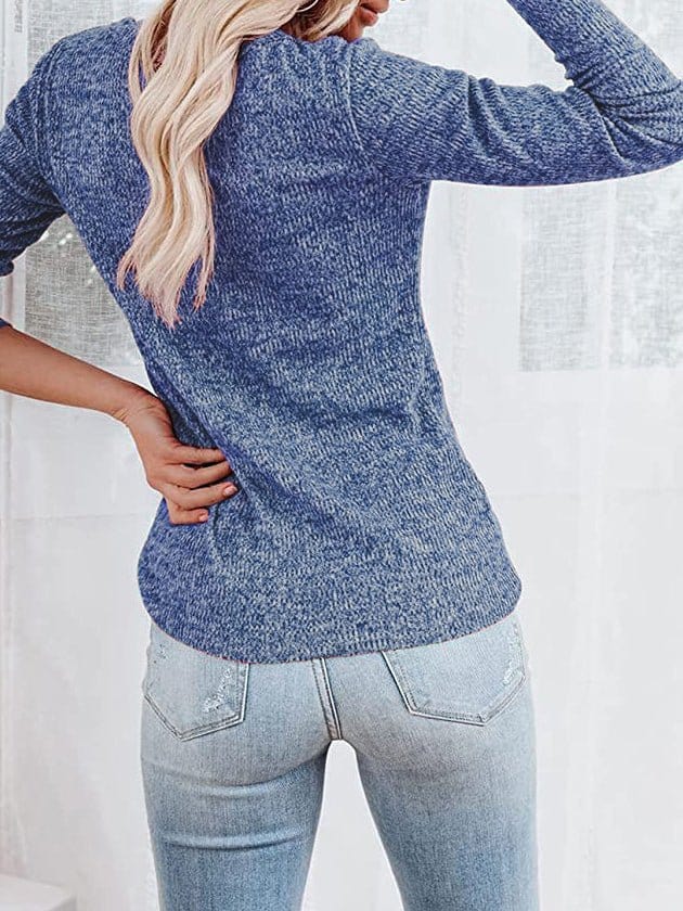 Round Neck Henley Top