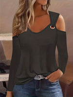 Cold Shoulder Knit Top with Bell Sleeves