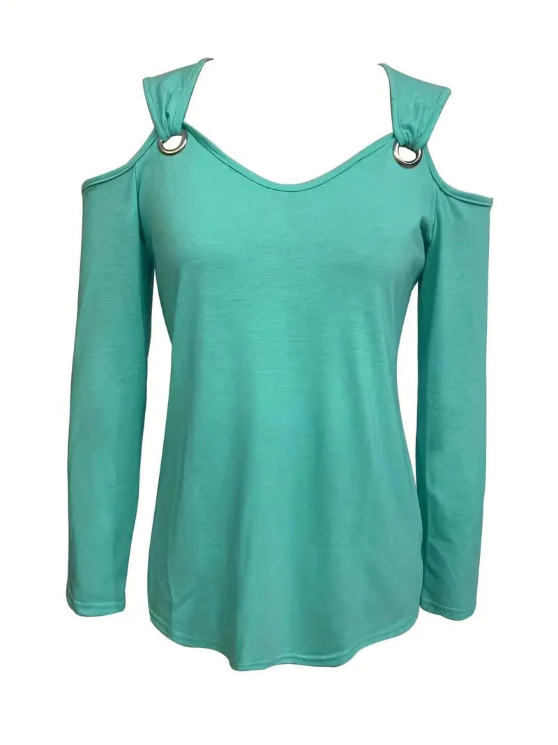 Cold Shoulder Knit Top with Bell Sleeves