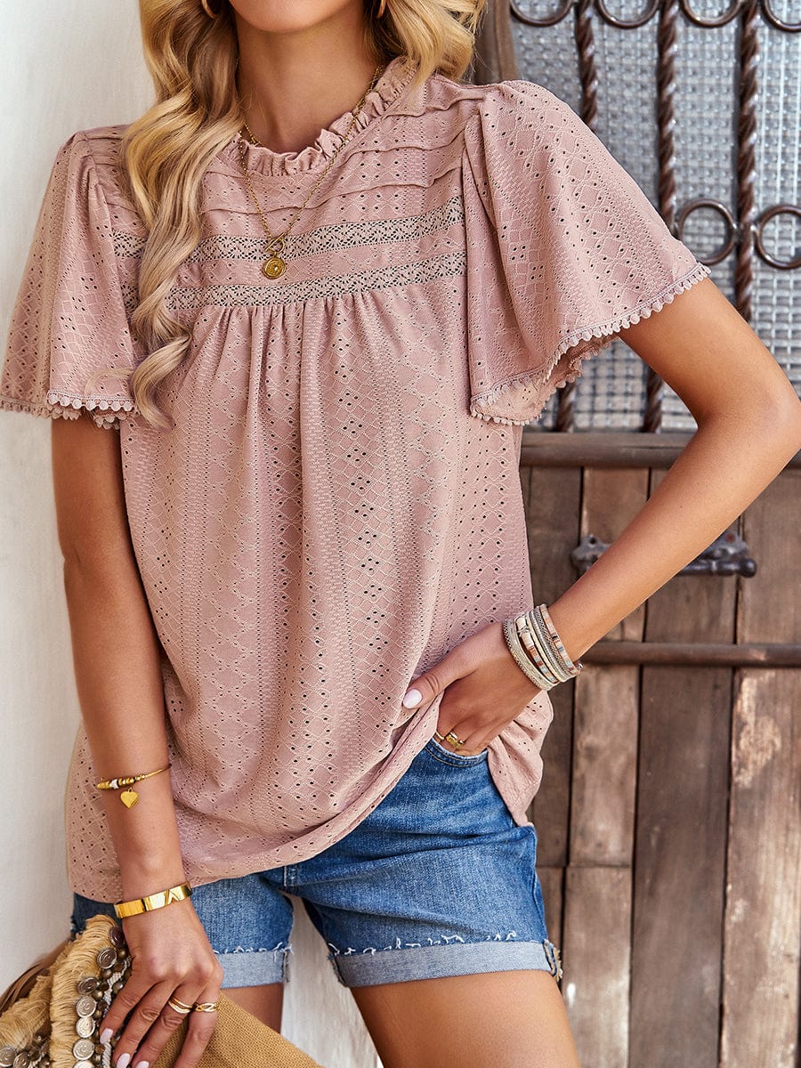 Women's Waffle Knit V-Neck Long Sleeve Tunic Top
