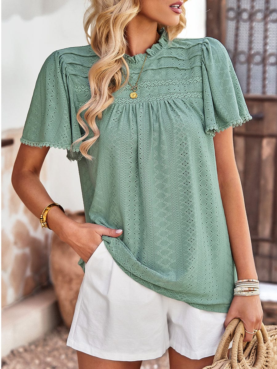 Women's Waffle Knit V-Neck Long Sleeve Tunic Top