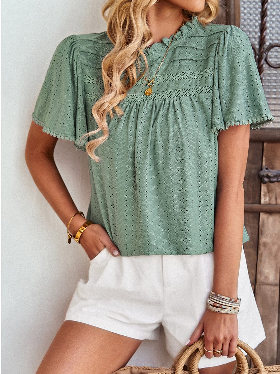 Women's Waffle Knit V-Neck Long Sleeve Tunic Top