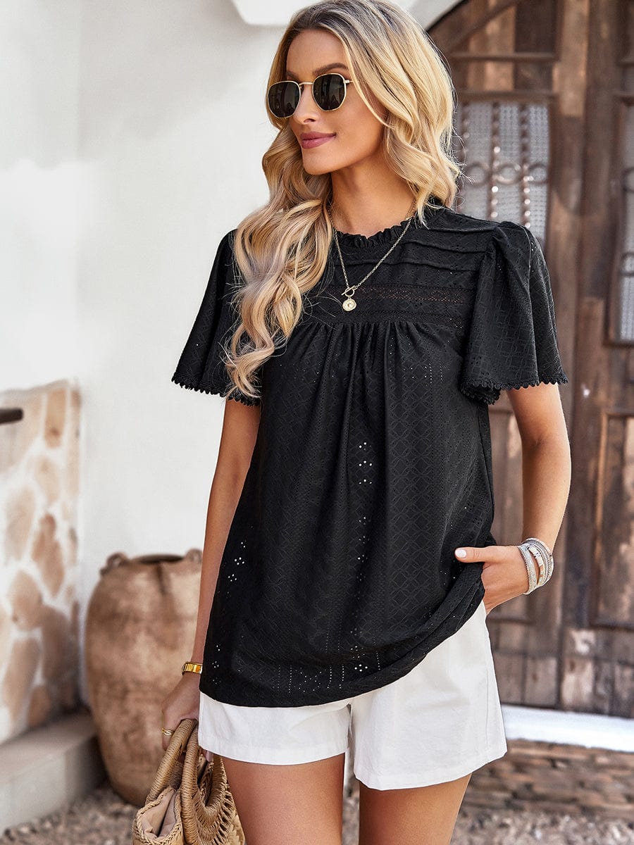 Women's Waffle Knit V-Neck Long Sleeve Tunic Top