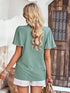 Women's Waffle Knit V-Neck Long Sleeve Tunic Top