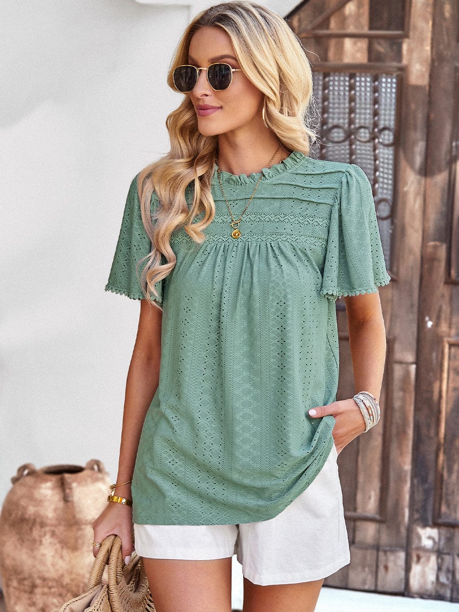 Women's Waffle Knit V-Neck Long Sleeve Tunic Top