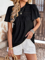 Women's Waffle Knit V-Neck Long Sleeve Tunic Top