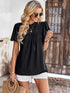 Women's Waffle Knit V-Neck Long Sleeve Tunic Top