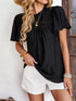 Women's Waffle Knit V-Neck Long Sleeve Tunic Top
