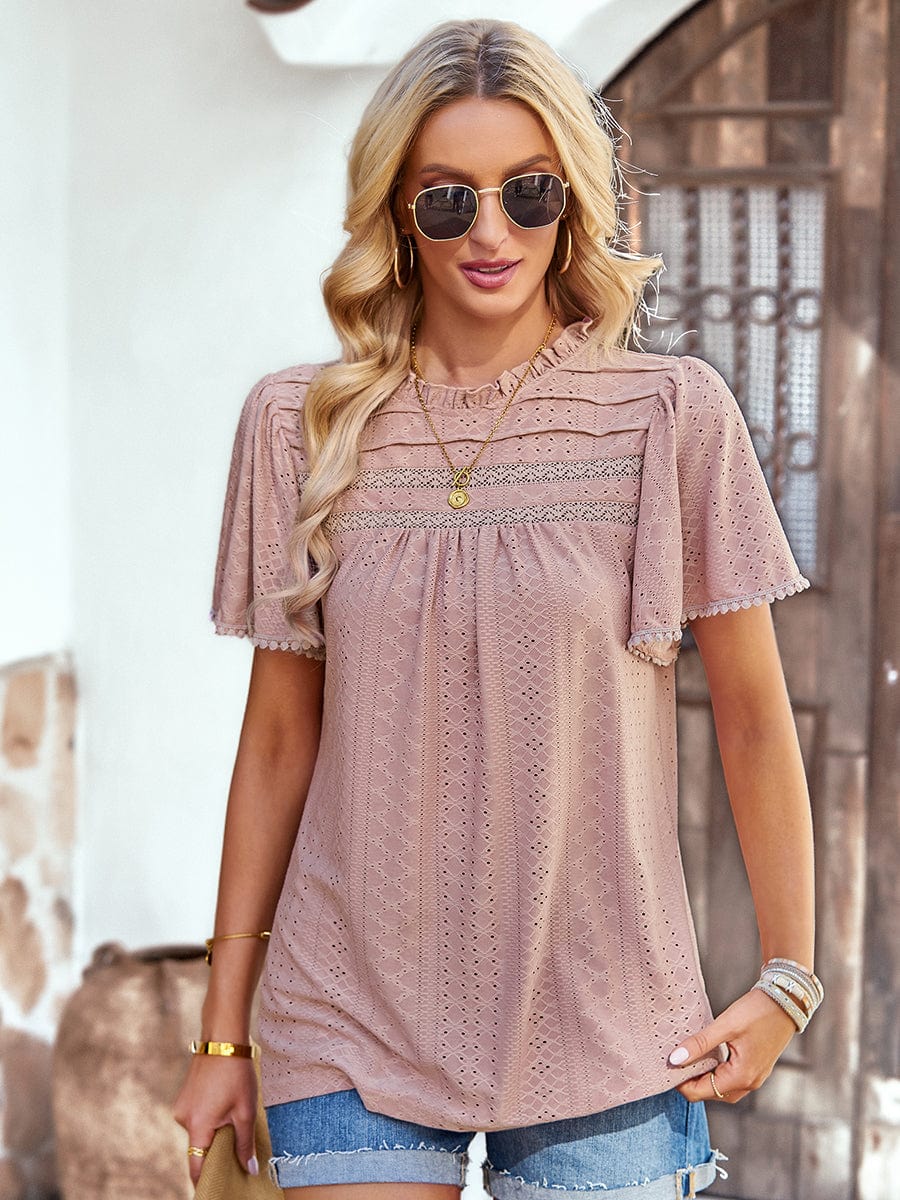 Women's Waffle Knit V-Neck Long Sleeve Tunic Top