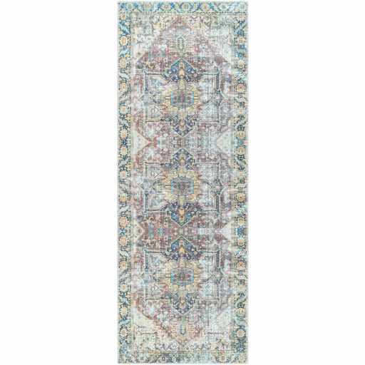 Alfombra desgastada lavable de Catigpian azul - Liquidación