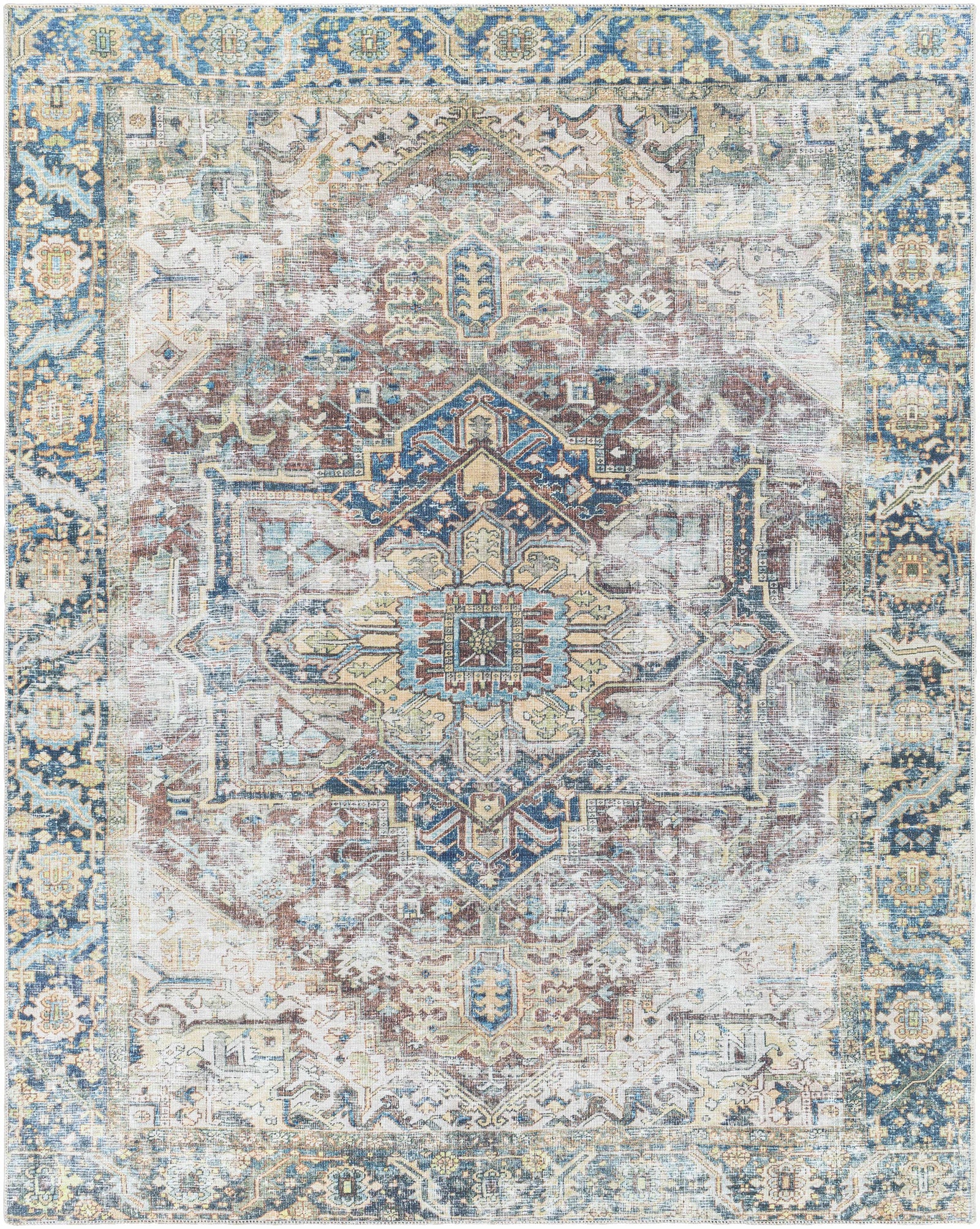 Alfombra desgastada lavable de Catigpian azul - Liquidación