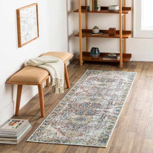 Alfombra desgastada lavable de Catigpian azul - Liquidación