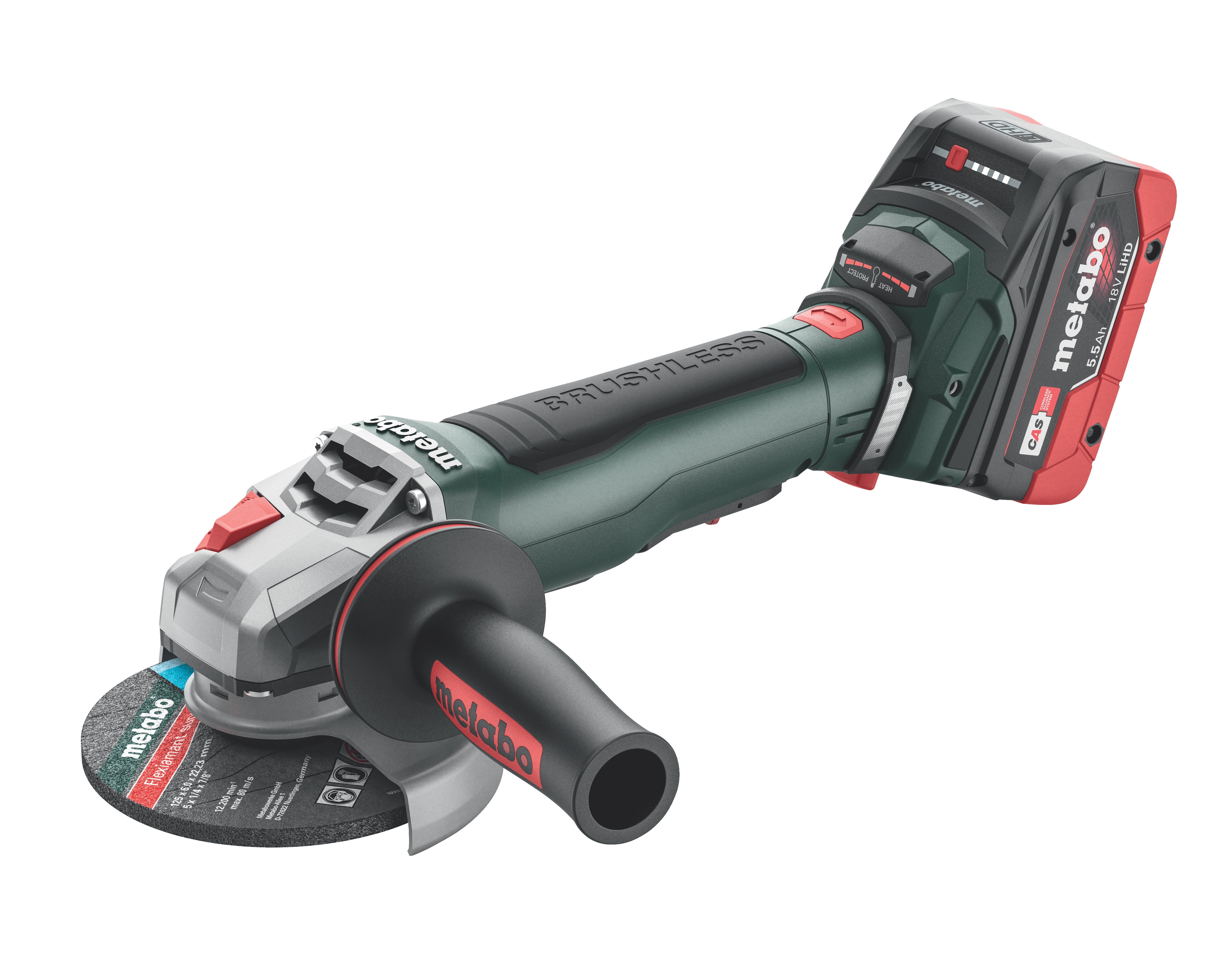 Metabo 613059520 Metabo WPB 18 LT BL 11-125 Quick 5.5 Kit 4-1/2” / 5” Brushless Braking Angle Grinder Kit