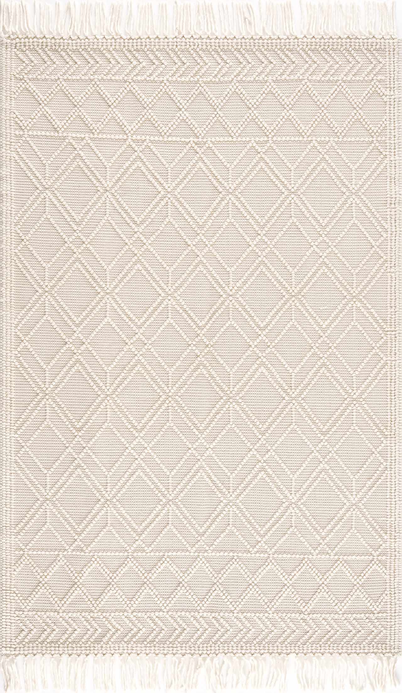 Alfombra de lana con enrejado en color beige Ramsbury