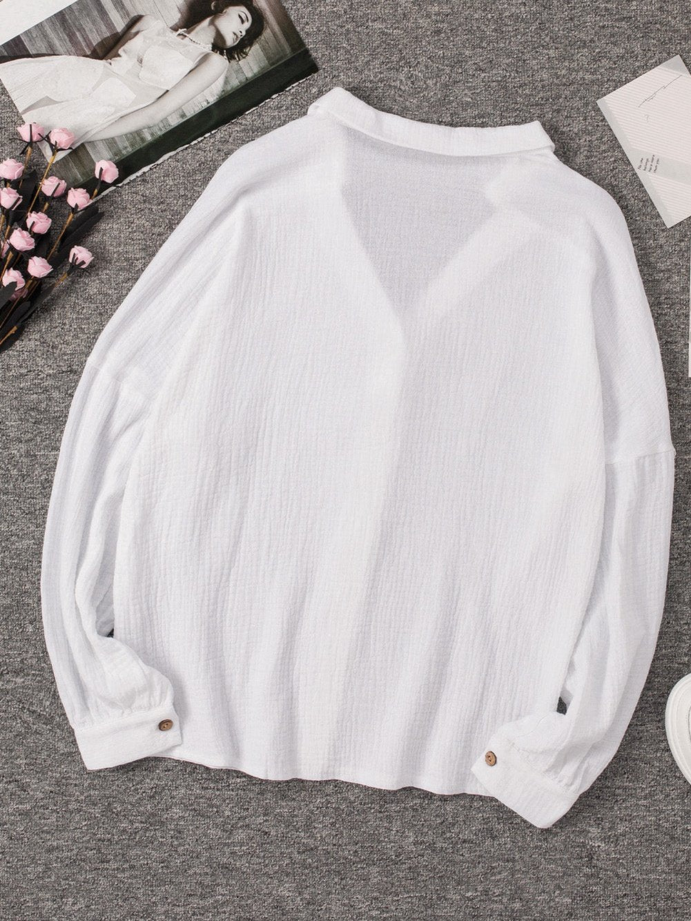Relaxed Fit Long Sleeve Button-Up