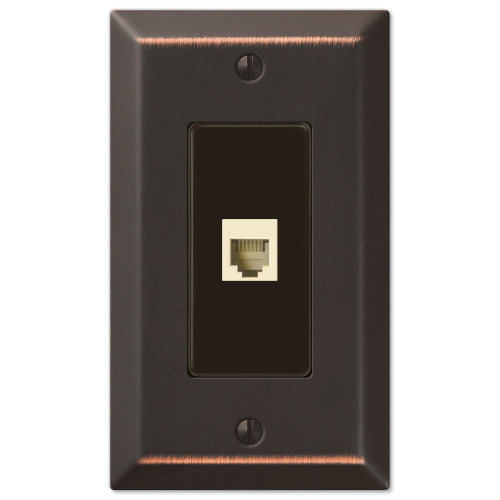 Placa de pared de acero con bronce envejecido de un siglo - 1 toma de teléfono