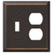 Century Aged Bronze Steel - 1 Toggle / 1 Duplex Wallplate