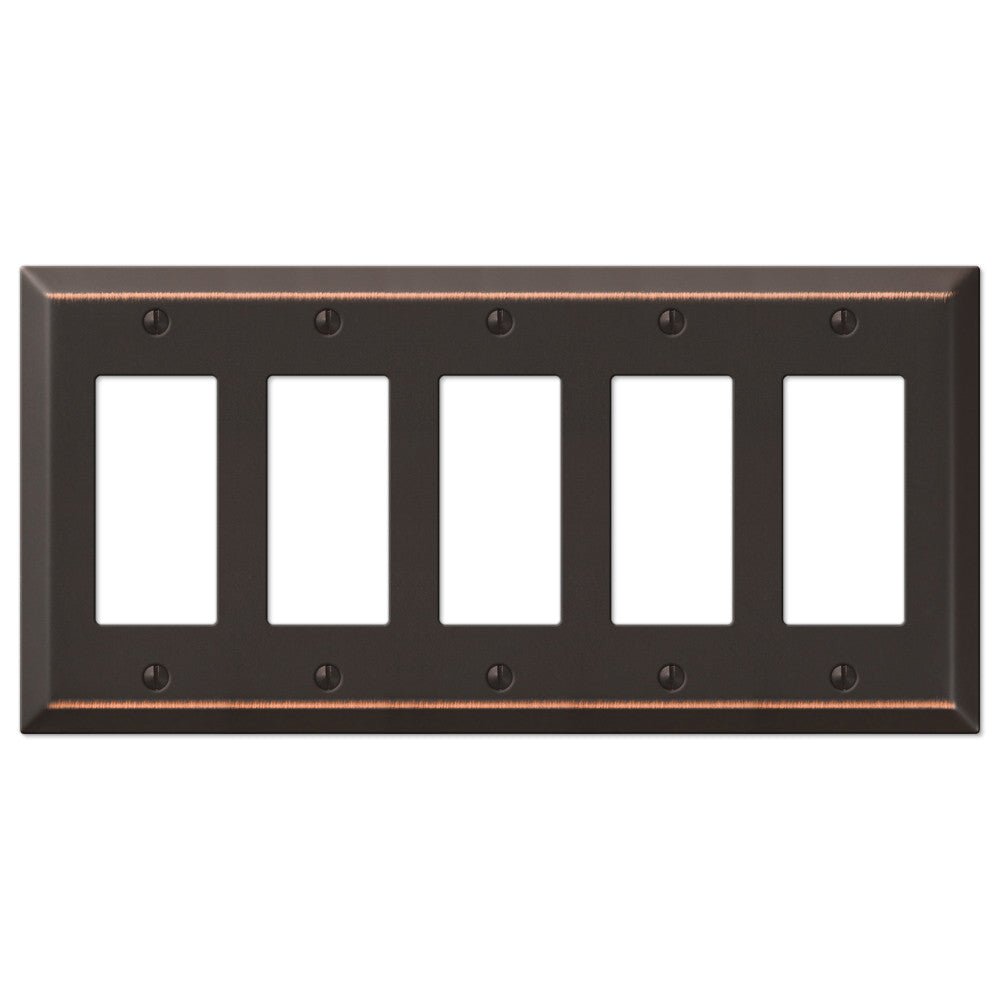 Century Aged Bronze Steel - 5 Rocker Wallplate
