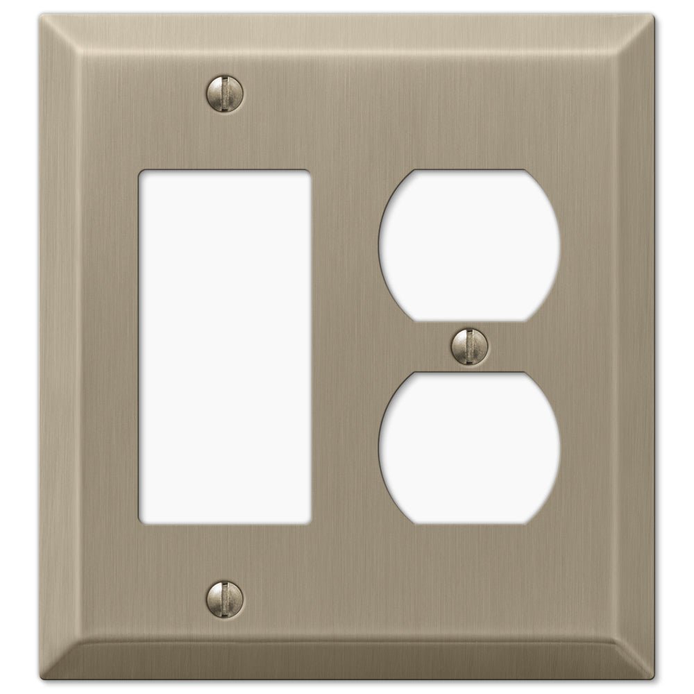 Century - Acero en bronce cepillado - 1 placa basculante / 1 placa de pared dúplex