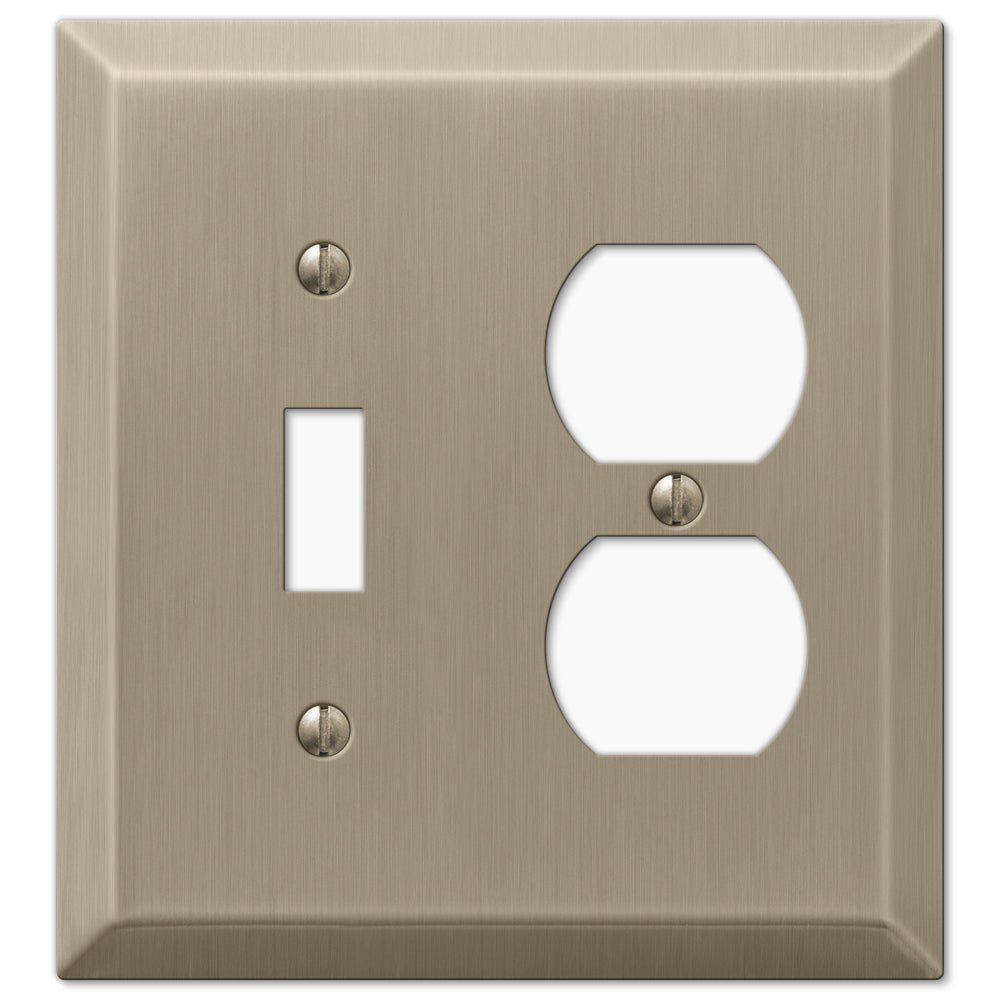 Acero bronce cepillado Century: 1 palanca/1 placa de pared dúplex
