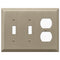 Placa de pared de acero en bronce cepillado Century: 2 palancas y 1 dúplex