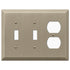 Placa de pared de acero en bronce cepillado Century: 2 palancas y 1 dúplex