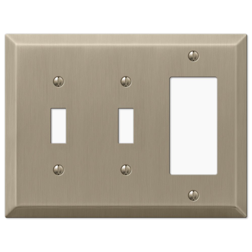Placa de pared de acero en bronce cepillado Century con 2 palancas y 1 balancín