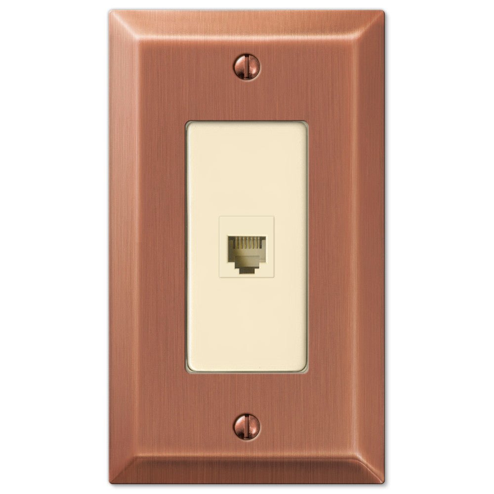 Placa de pared de acero de cobre cepillado Century - 1 toma de teléfono
