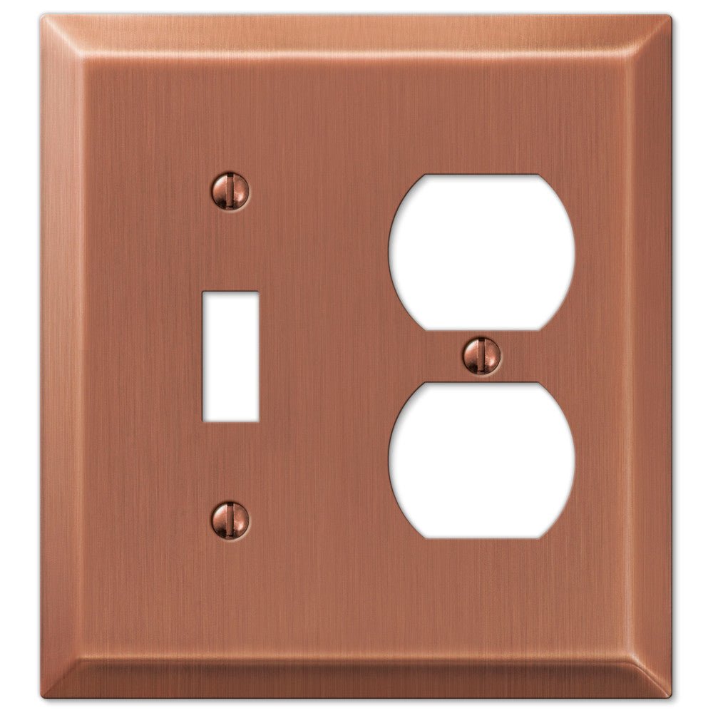 Acero de cobre cepillado Century: 1 palanca/1 placa de pared dúplex