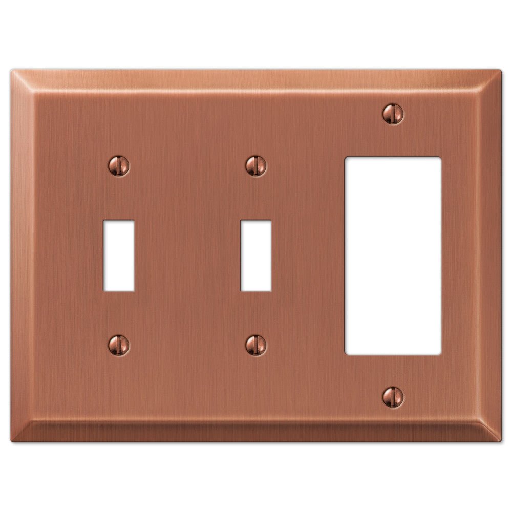 Placa de pared de acero de cobre cepillado Century: 2 palancas y 1 palanca basculante