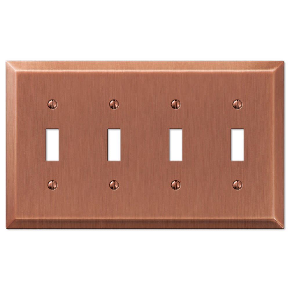 Placa de pared Century de acero cepillado en cobre con 4 palancas
