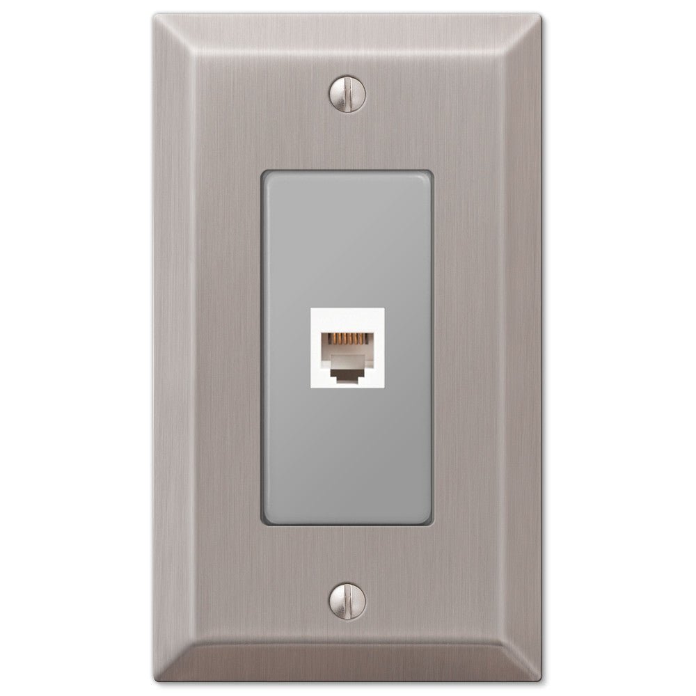 Placa de pared con toma de teléfono de acero niquelado cepillado Century