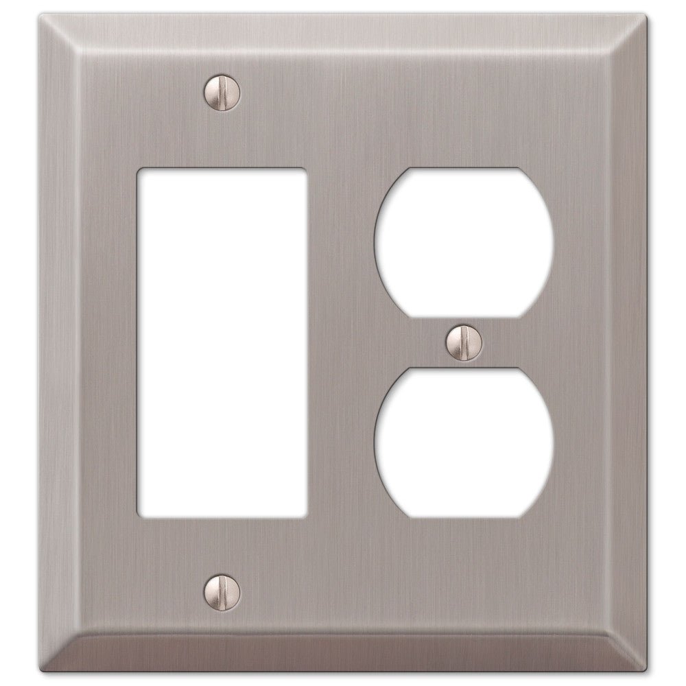 Acero con níquel cepillado Century: 1 interruptor basculante/1 placa de pared dúplex