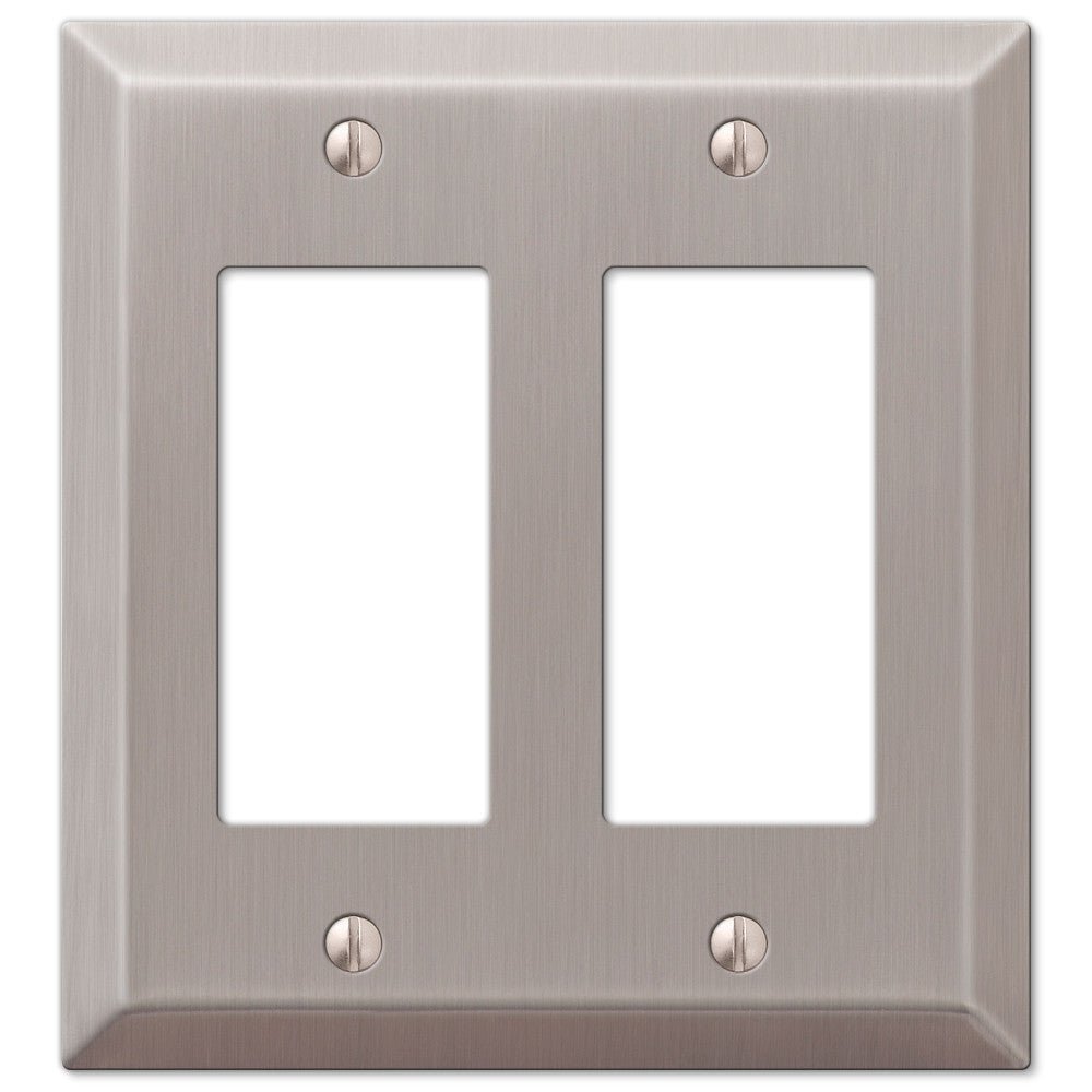 Placa de pared de acero con níquel cepillado Century de 2 balancines