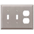 Placa de pared de acero con níquel cepillado Century: 2 palancas y 1 dúplex