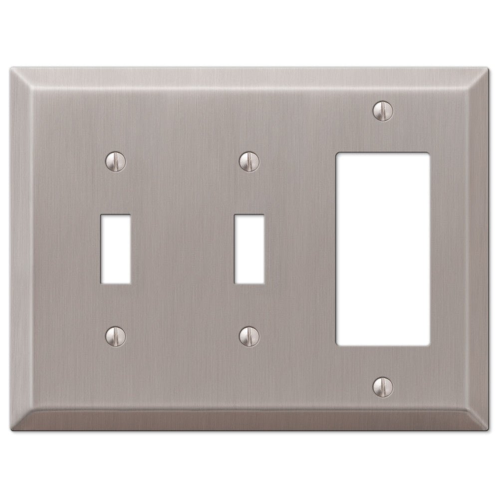 Placa de pared Century de acero niquelado cepillado con 2 palancas y 1 balancín