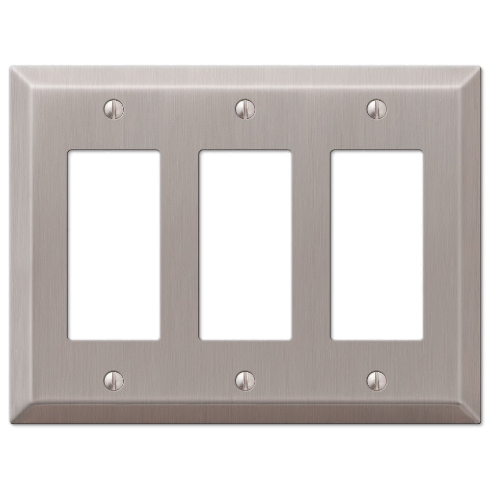 Placa de pared Century de acero niquelado cepillado de 3 balancines