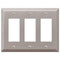 Placa de pared Century de acero niquelado cepillado de 3 balancines