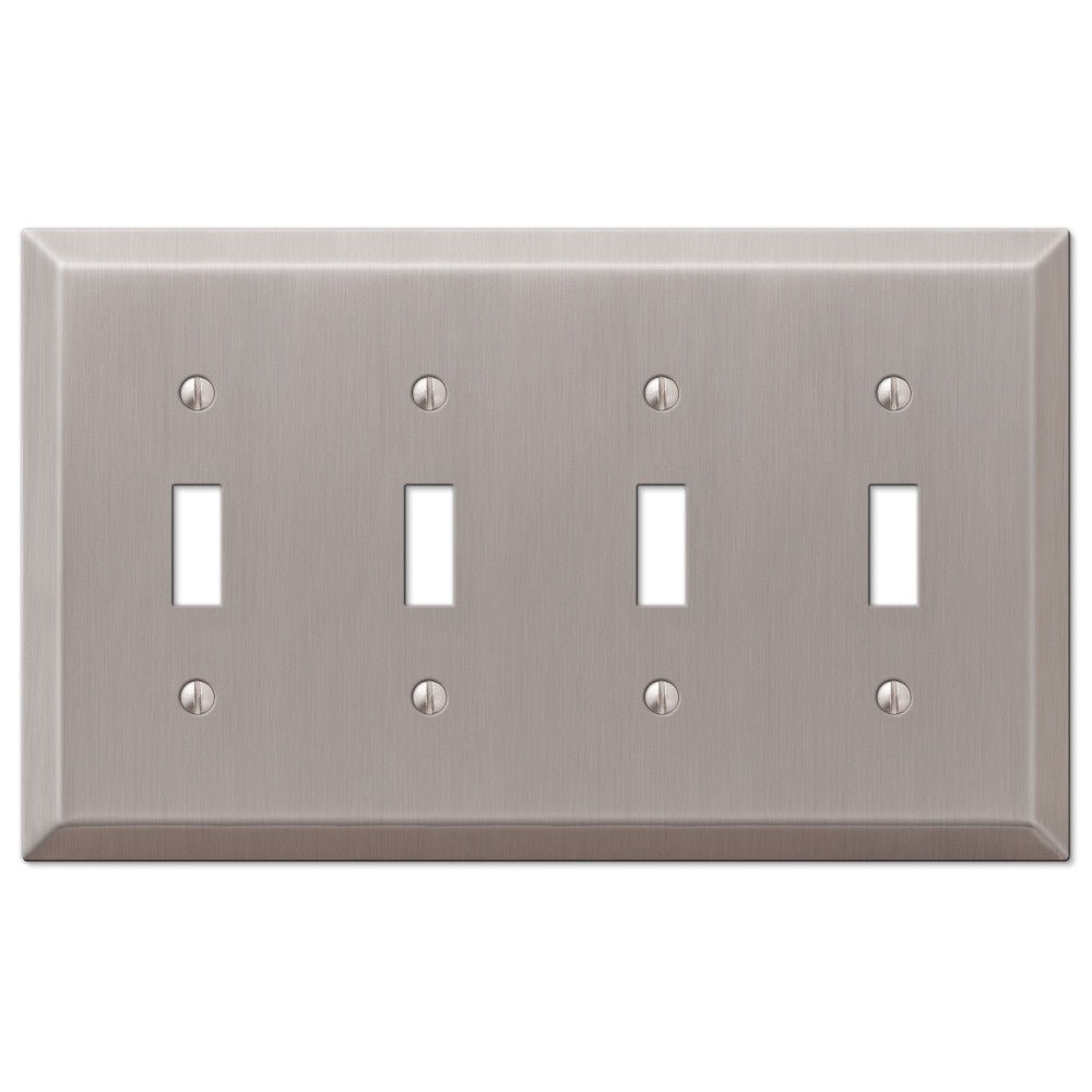 Placa de pared Century de acero niquelado cepillado con 4 palancas