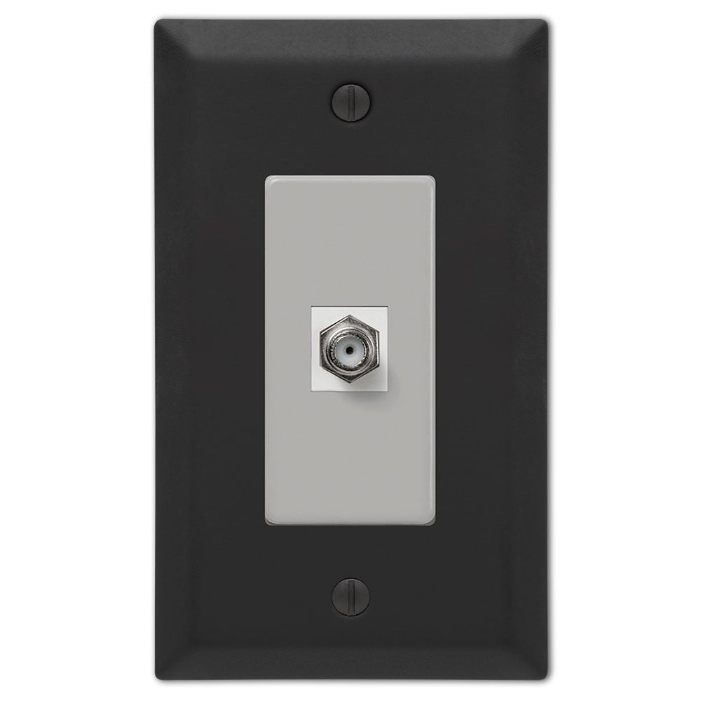 Placa de pared Century de acero negro mate con conector para 1 cable