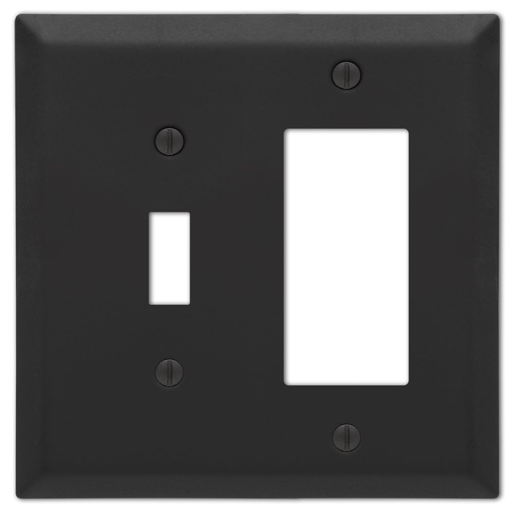 Placa de pared Century de acero negro mate: 1 palanca y 1 balancín