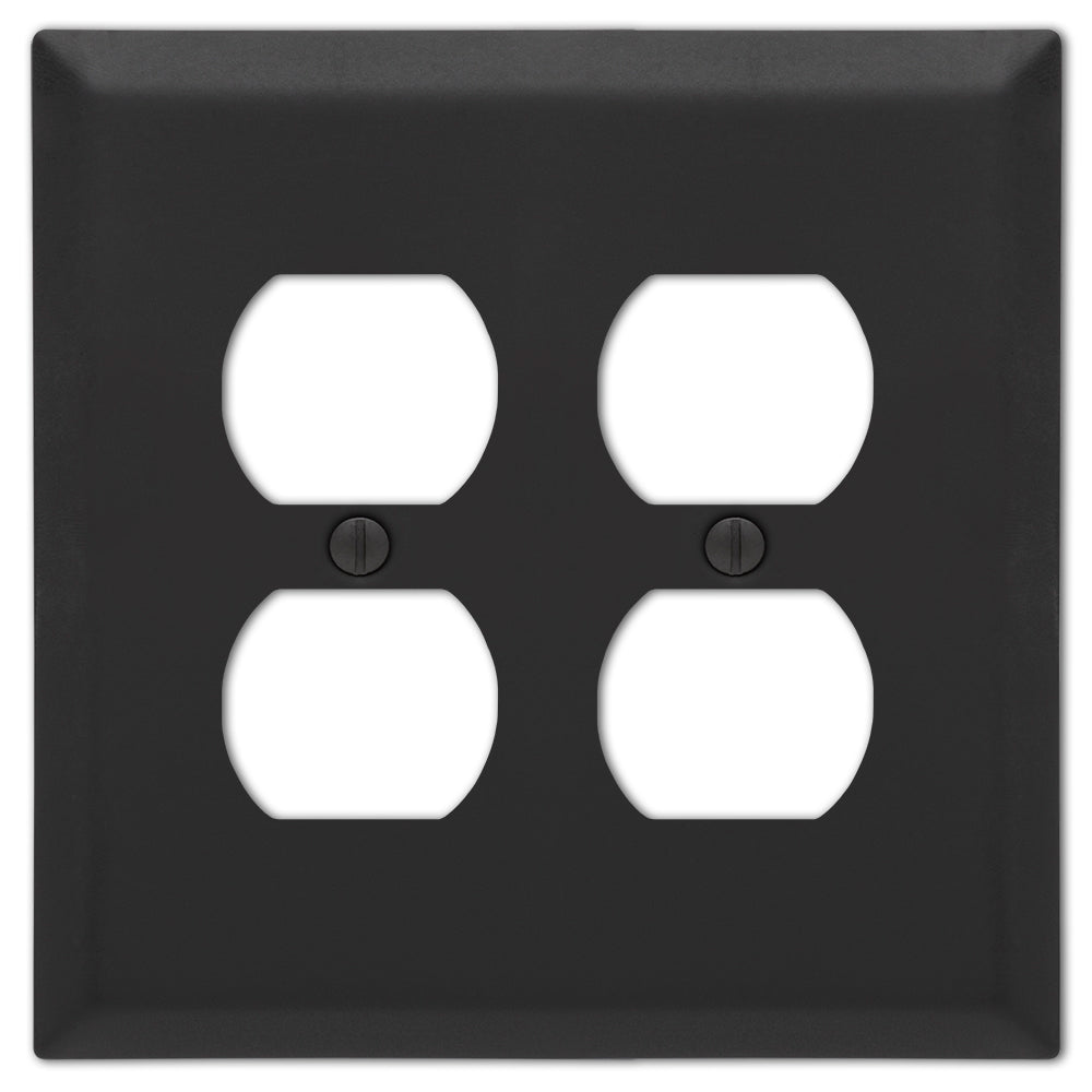 Placa de pared de acero negro mate Century - 2 dúplex